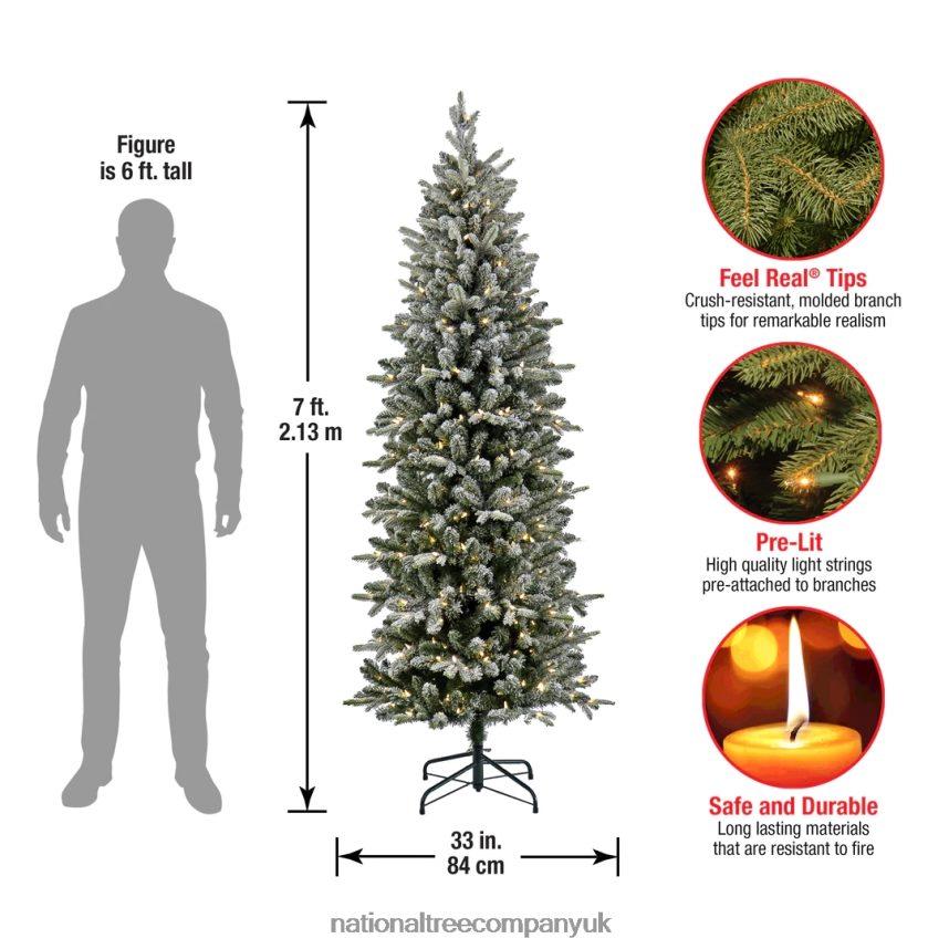 Trees | National Tree Company 7 ft Pre-Lit Conger Pine Pencil Slim Tree with LED Lights F2L4F84
